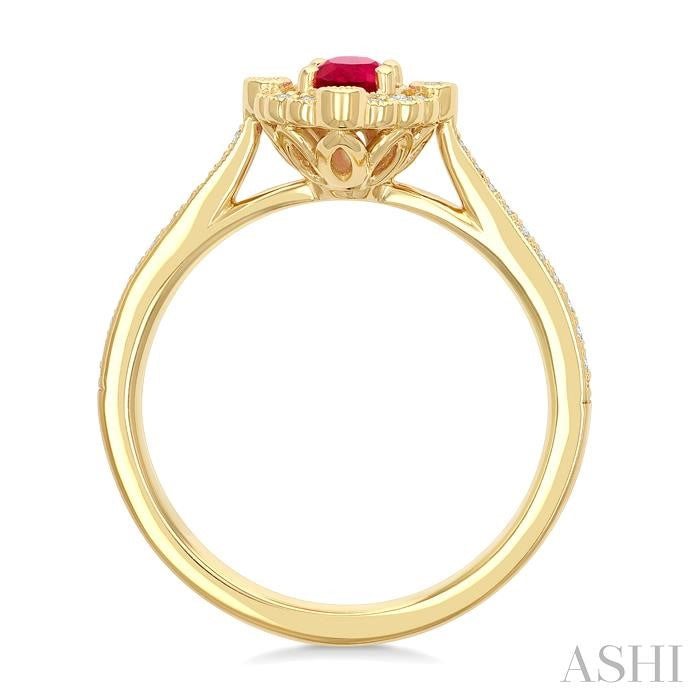 Oval Shape Art Deco Gemstone & Halo Diamond Ring