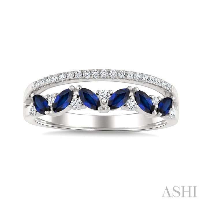 Marquise Shape Gemstone & Diamond Fashion Band