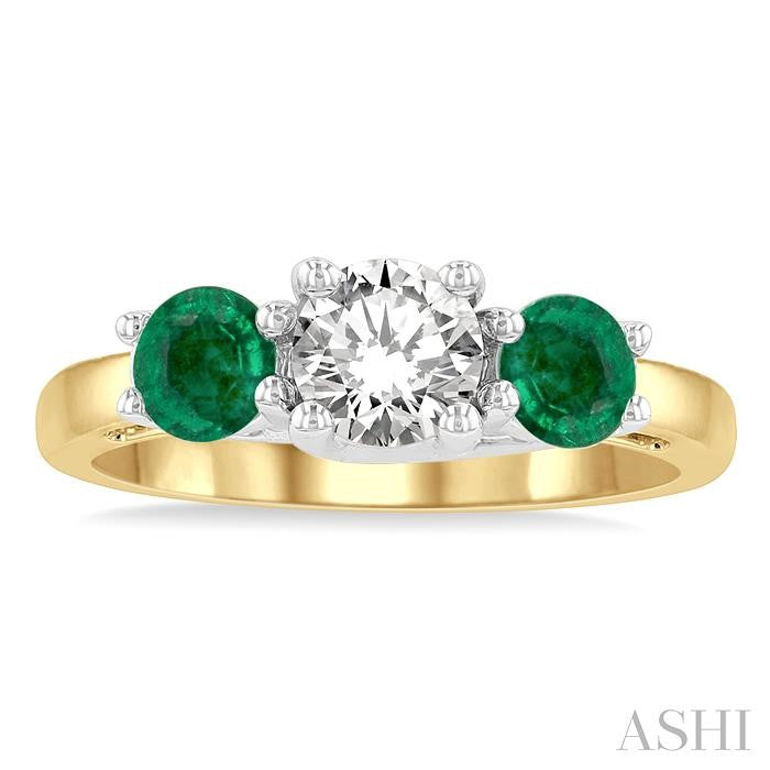 Round Shape Past Present & Future Gemstone & Diamond Ring