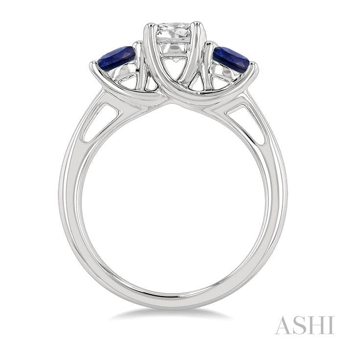 Round Shape Past Present & Future Gemstone & Diamond Ring