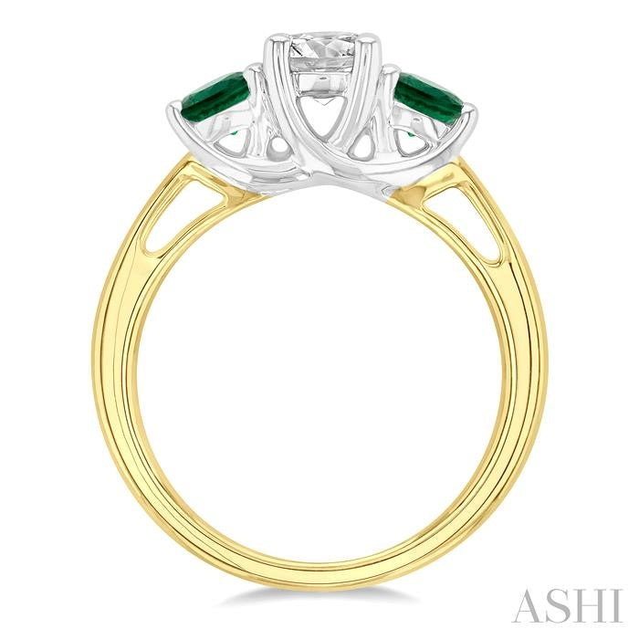 Round Shape Past Present & Future Gemstone & Diamond Ring