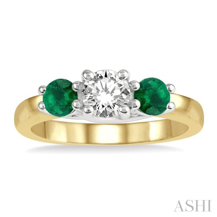 Round Shape Past Present & Future Gemstone & Diamond Ring