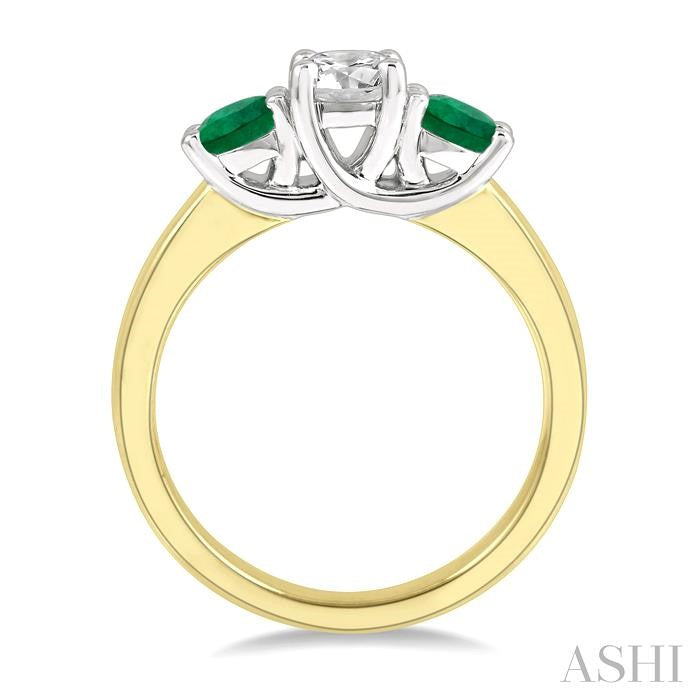 Round Shape Past Present & Future Gemstone & Diamond Ring