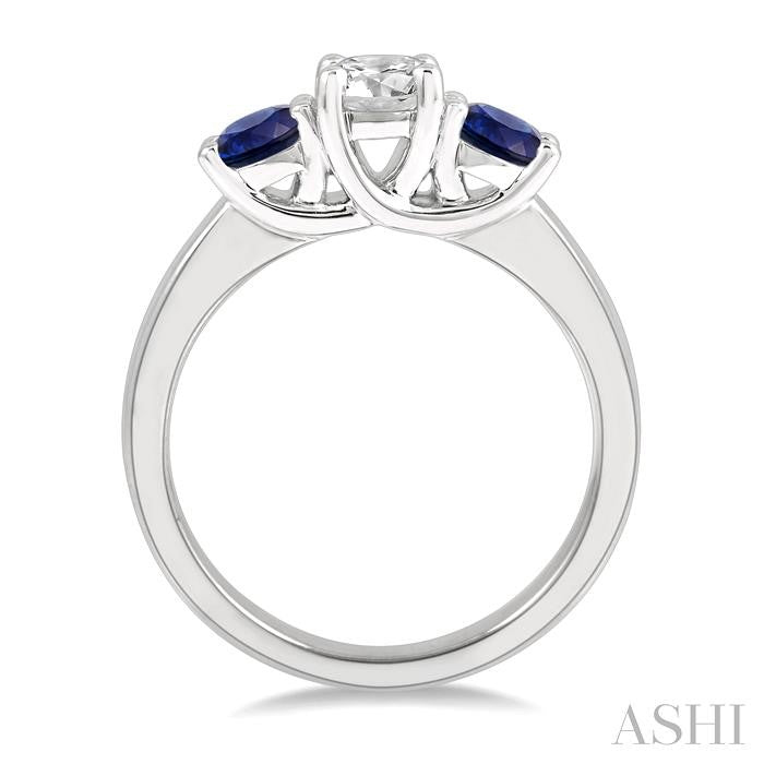 Round Shape Past Present & Future Gemstone & Diamond Ring