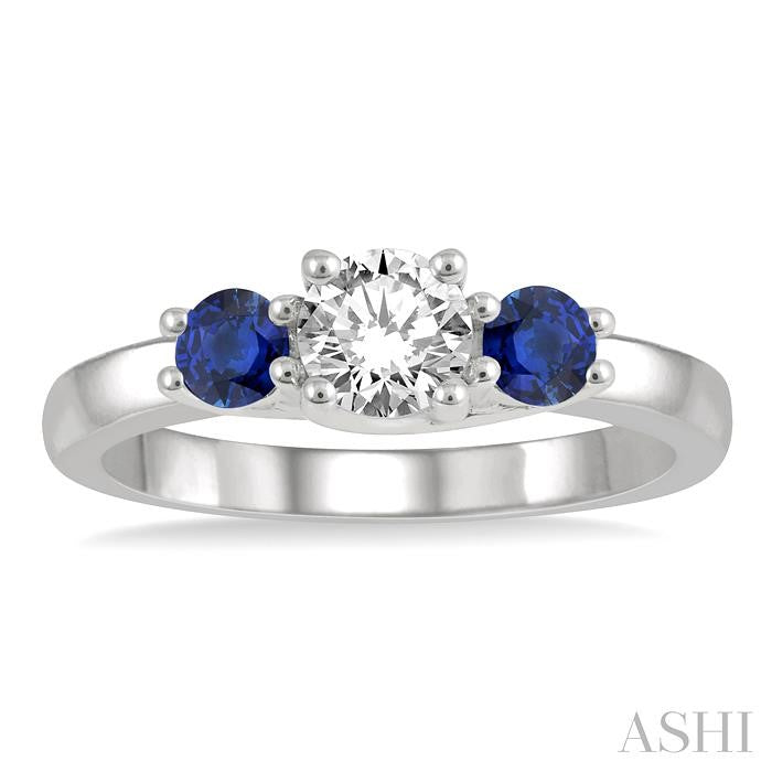 Round Shape Past Present & Future Gemstone & Diamond Ring