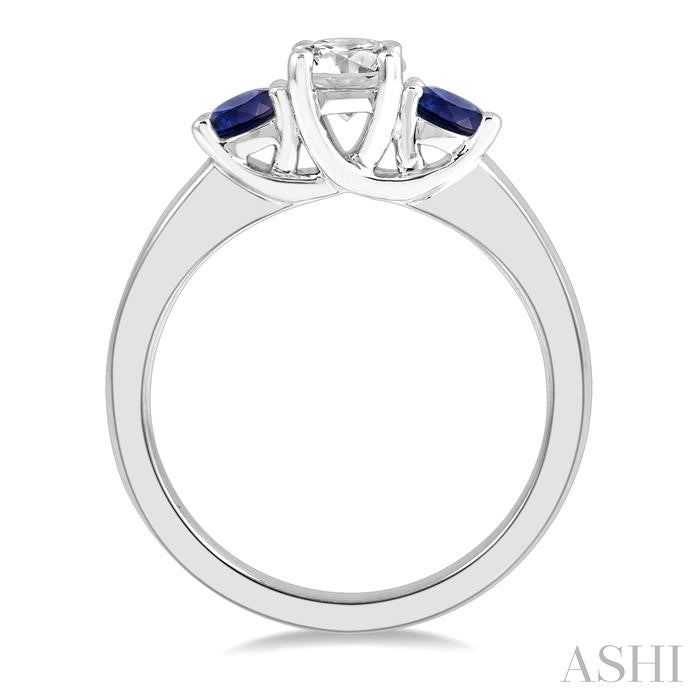 Round Shape Past Present & Future Gemstone & Diamond Ring
