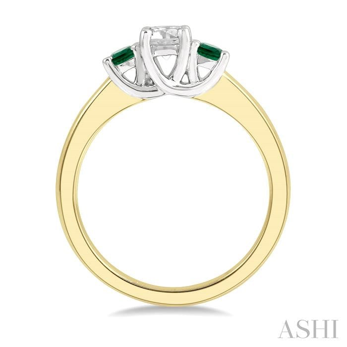 Round Shape Past Present & Future Gemstone & Diamond Ring