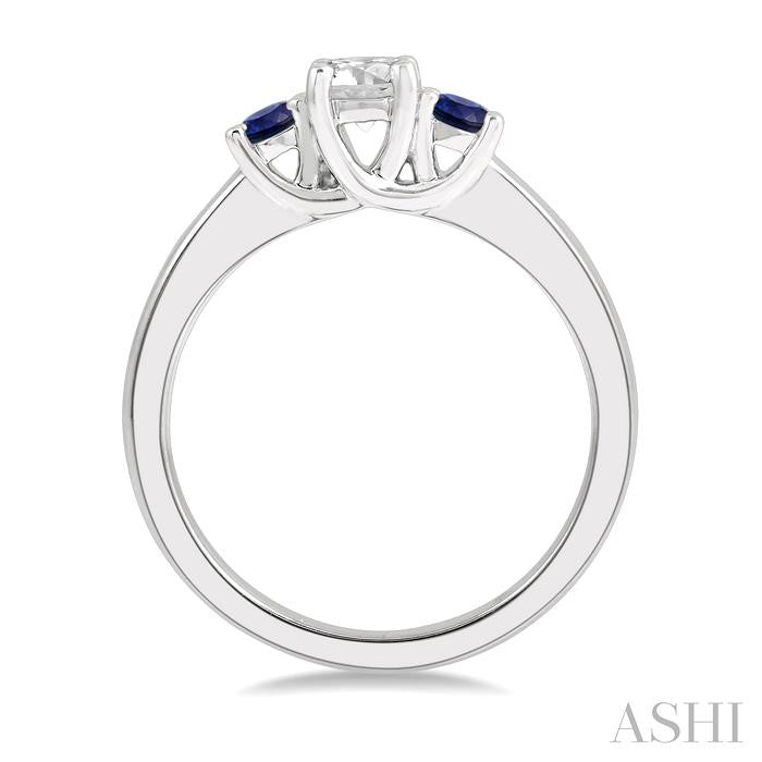 Round Shape Past Present & Future Gemstone & Diamond Ring