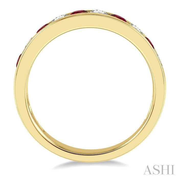 Channel Set Alternate Gemstone & Diamond Wedding Band