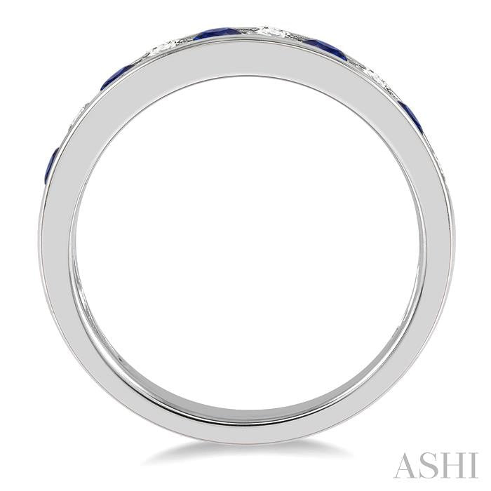 Channel Set Alternate Gemstone & Diamond Wedding Band