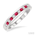 Channel Set Alternate Gemstone & Diamond Wedding Band
