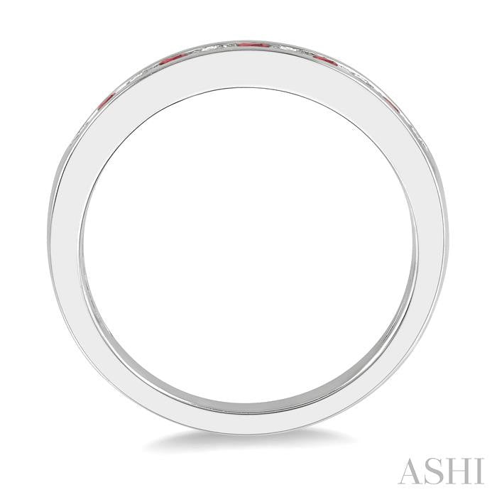 Channel Set Alternate Gemstone & Diamond Wedding Band