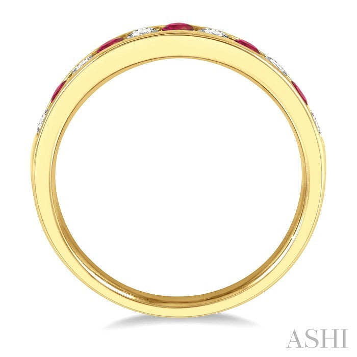 Channel Set Alternate Gemstone & Diamond Wedding Band