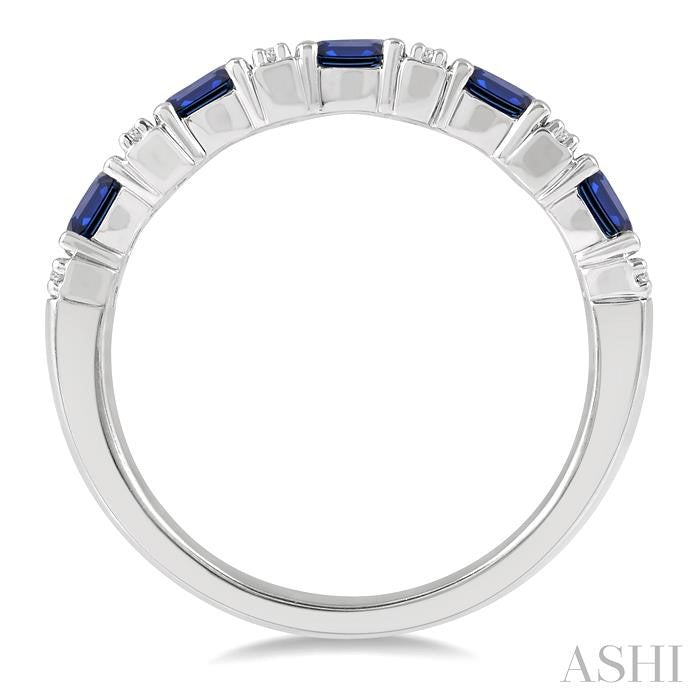 Oval Shape East-West Gemstone & Diamond Wedding Band