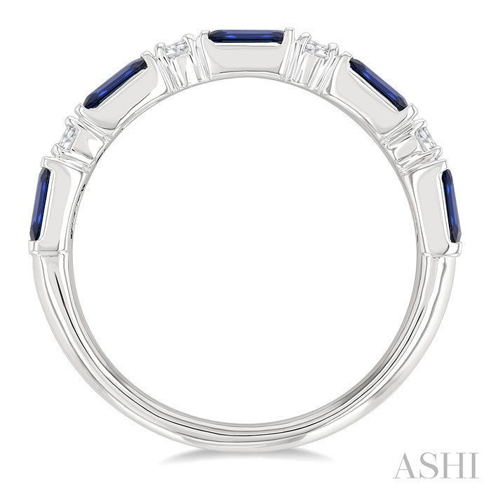Emerald Shape Art Deco Gemstone & Diamond Band