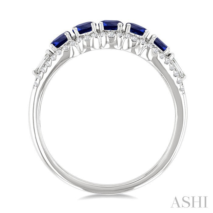 Round Shape 5 Gemstone & Diamond Ring