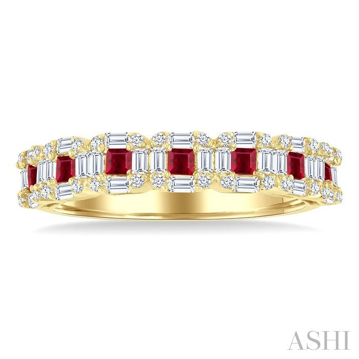 Princess Shape Gemstone & Diamond Ring