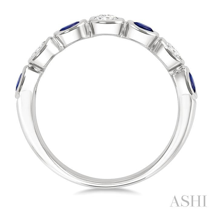 7 Alternate Oval Shape Gemstone & Diamond Fashion Band