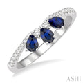 Pear Shape Gemstone & Diamond Fashion Band