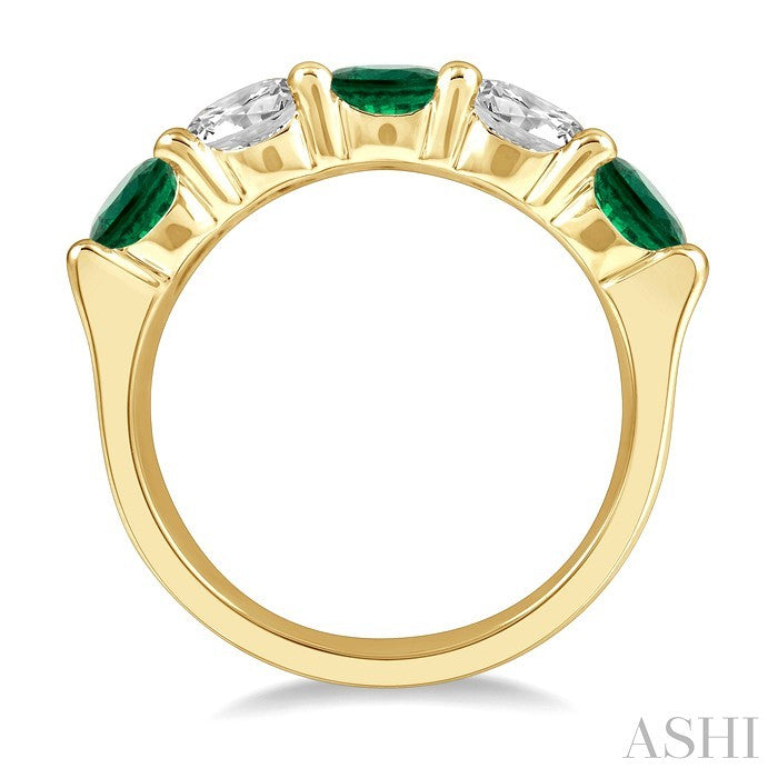 5 Stone Gemstone & Diamond Fashion Band