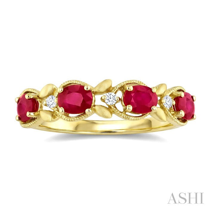 Oval Shape Gemstone & Diamond Fashion Band