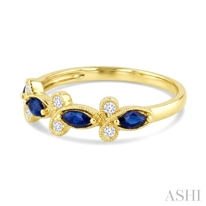 Marquise Shape Gemstone & Diamond Fashion Band
