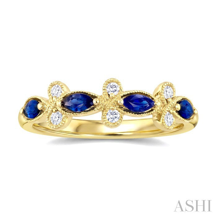 Marquise Shape Gemstone & Diamond Fashion Band
