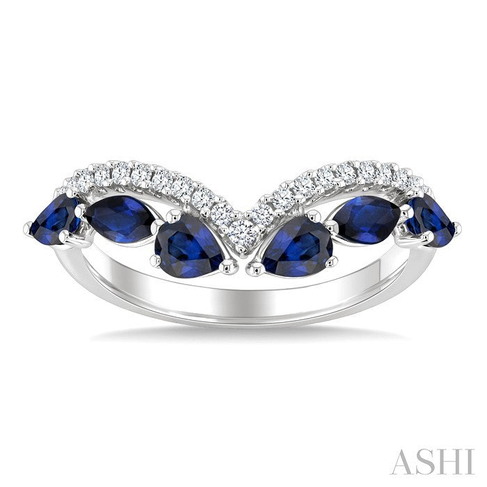 Chevron Gemstone & Diamond Fashion Band