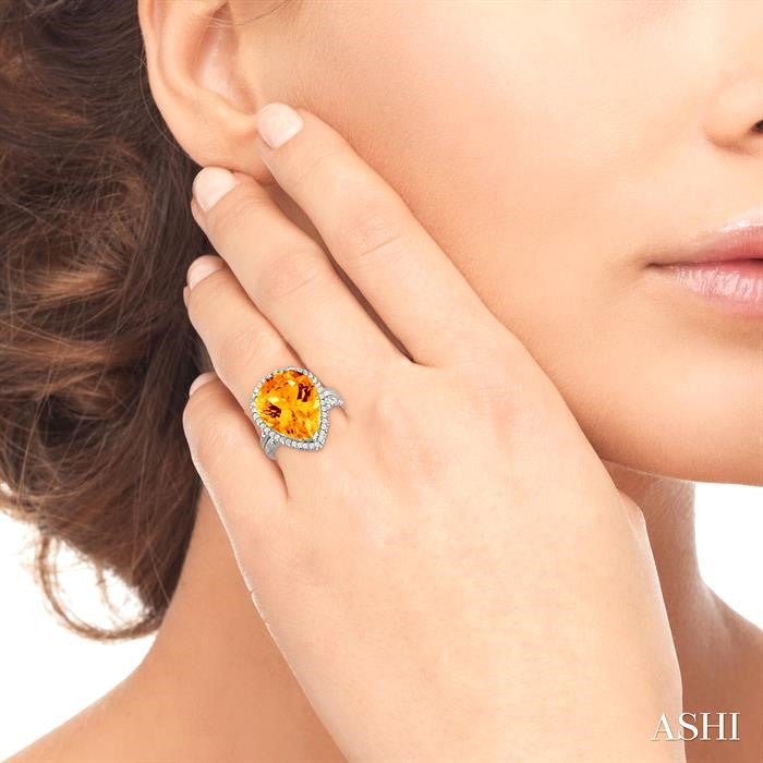 Pear Shape Gemstone & Halo Diamond Ring