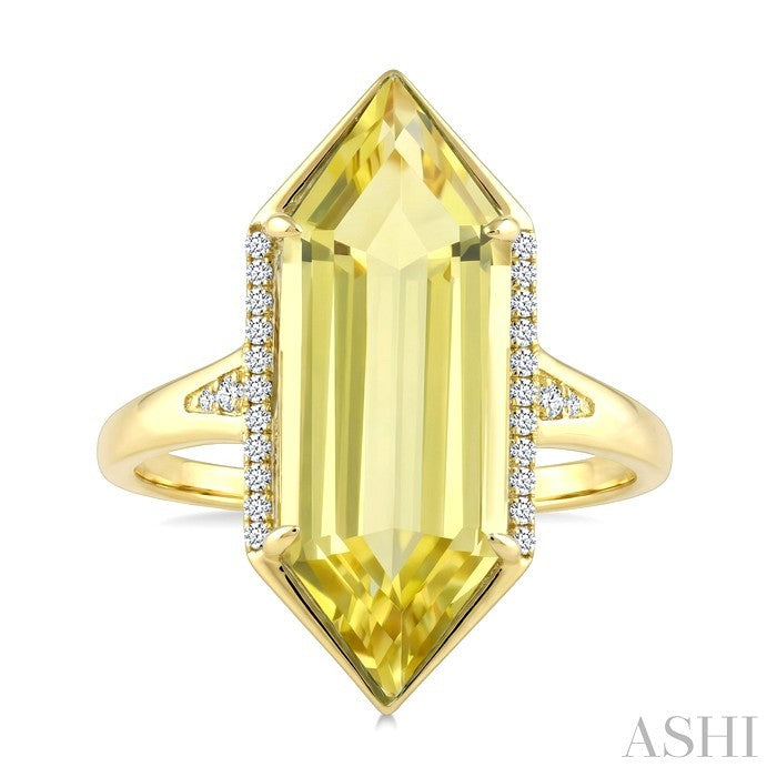 Evoque Gemstone Hexagon Shape & Diamond Ring