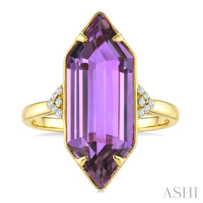 Evoque Gemstone Hexagon Shape & Diamond Ring