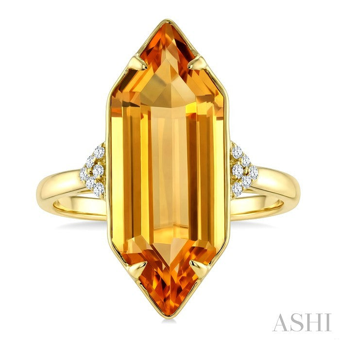 Evoque Gemstone Hexagon Shape & Diamond Ring