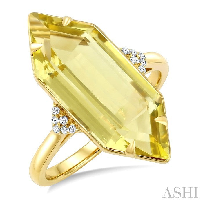 Evoque Gemstone Hexagon Shape & Diamond Ring