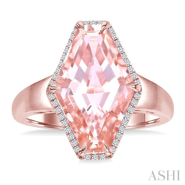 Evoque Gemstone Hexagon Shape & Halo Diamond Ring