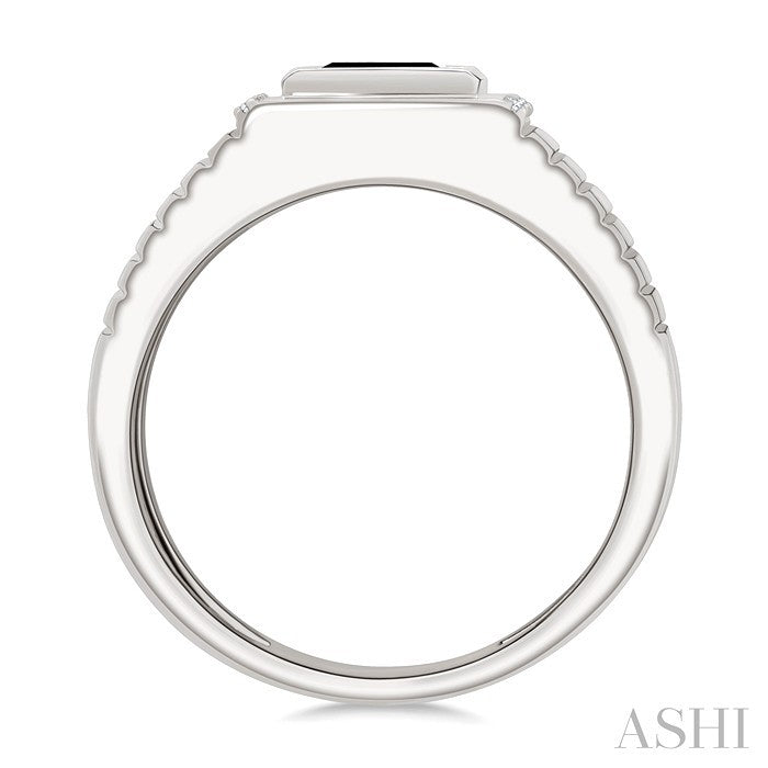 Emerald Shape Men's Onyx & Diamond Ring