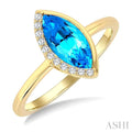 Marquise Shape Gemstone & Diamond Ring