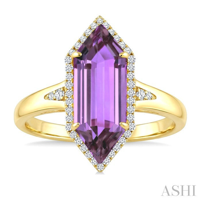Evoque Gemstone Hexagon Shape & Halo Diamond Ring