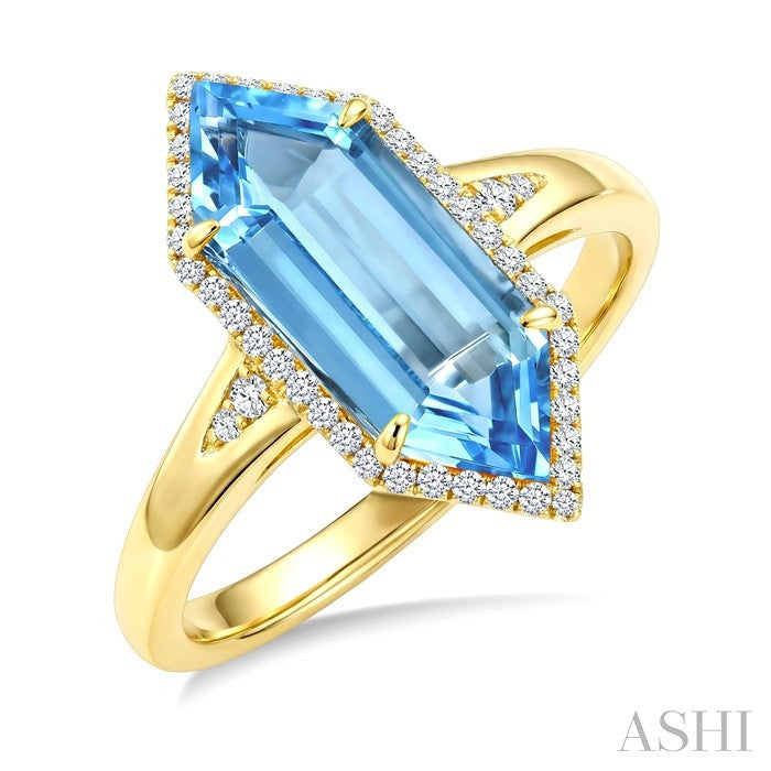 Evoque Gemstone Hexagon Shape & Halo Diamond Ring