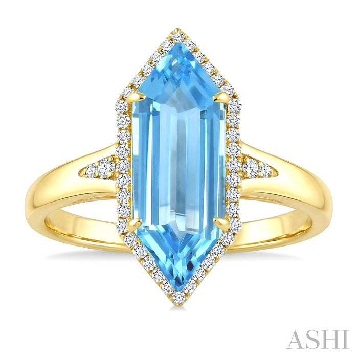 Evoque Gemstone Hexagon Shape & Halo Diamond Ring