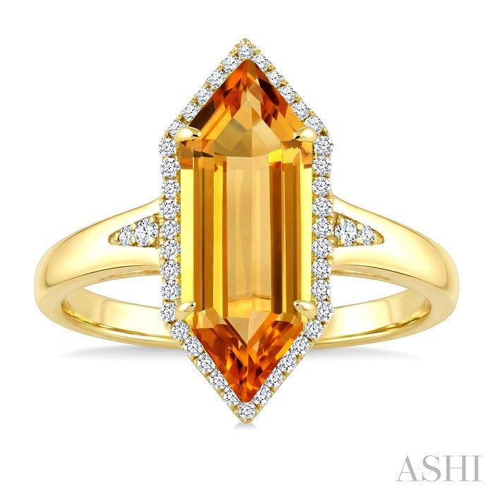 Evoque Gemstone Hexagon Shape & Halo Diamond Ring