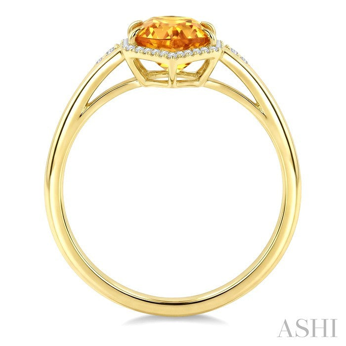 Evoque Gemstone Hexagon Shape & Halo Diamond Ring