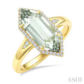 Evoque Gemstone Hexagon Shape & Halo Diamond Ring