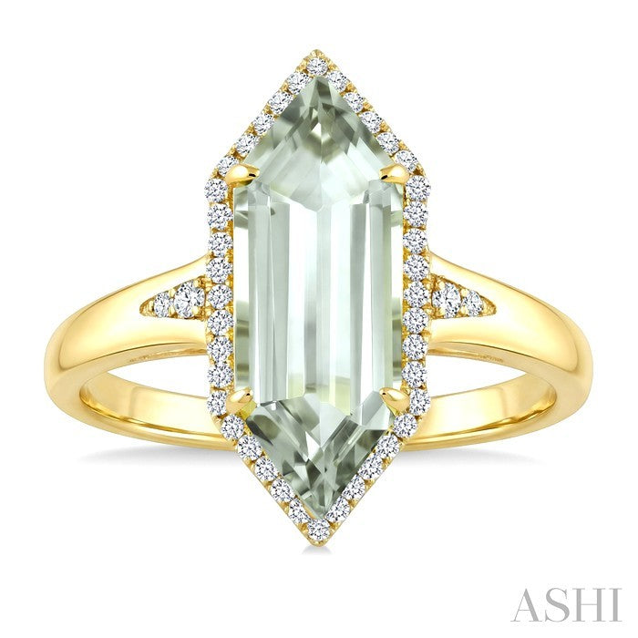 Evoque Gemstone Hexagon Shape & Halo Diamond Ring