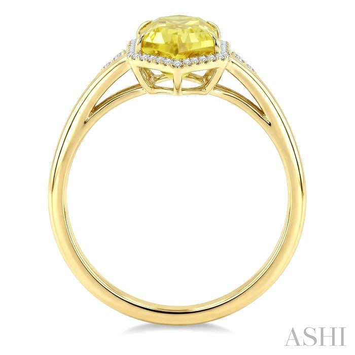 Evoque Gemstone Hexagon Shape & Halo Diamond Ring