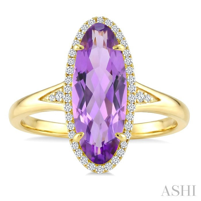 Evoque Gemstone Oval Shape & Halo Diamond Ring