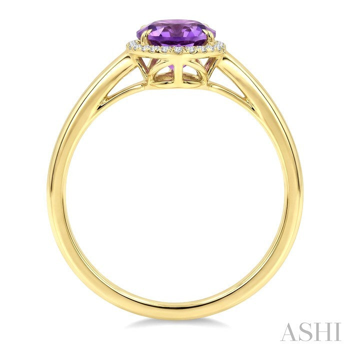 Evoque Gemstone Oval Shape & Halo Diamond Ring