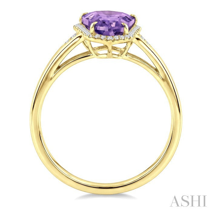 Evoque Gemstone Shield Shape & Halo Diamond Ring