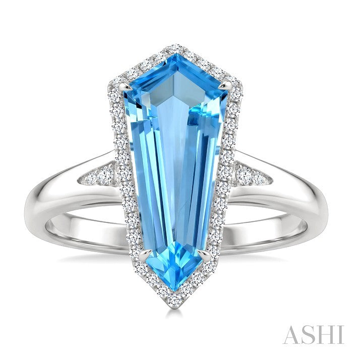 Evoque Gemstone Shield Shape & Halo Diamond Ring