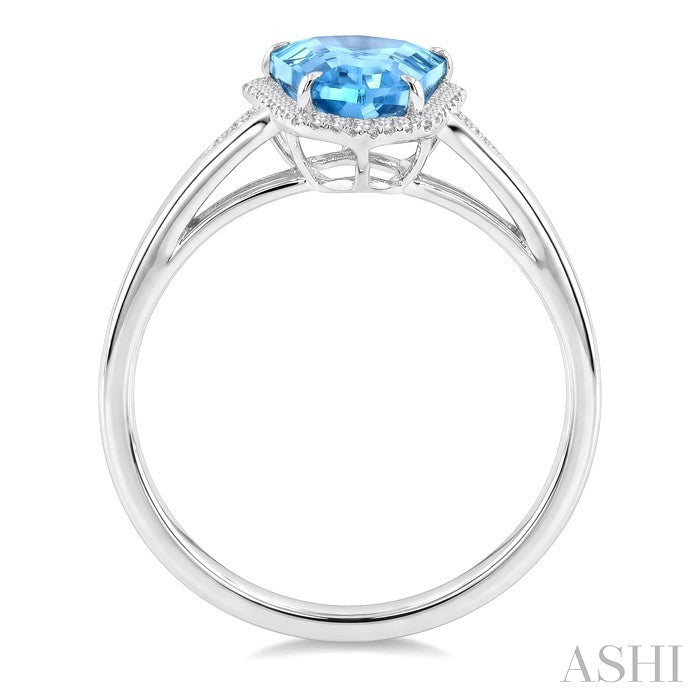 Evoque Gemstone Shield Shape & Halo Diamond Ring