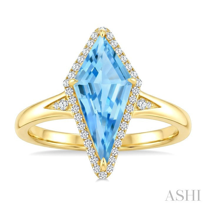 Evoque Gemstone Kite Shape & Halo Diamond Ring